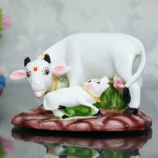 eCraftIndia Polyresin Colorful Cow and Calf Statue Decorative Showpiece  -  7.62 cm