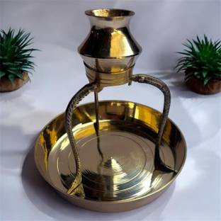 Chkoteravatiya Brass Shivling Stand for Shiv ji jal Abhishek Loti and Plate Decorative Showpiece  -  12 cm