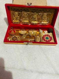 shivshabhu Sri Dhan Laxmi Kuber Bhandari metal- especially diwali puja and gift Golden Decorative Showpiece  -  4 cm