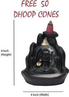 KLASSYWORLD mountain adiyogi smoke Fountain Incense Burner with 50 Backflow Cones Decorative Showpiece  -  15 cm