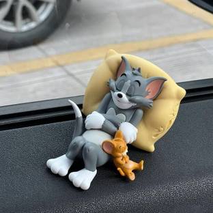 LAVITRA Car Dashboard Tom & Jerry Cute Sleeping Car Interior Accessory Decorative Showpiece  -  5 cm