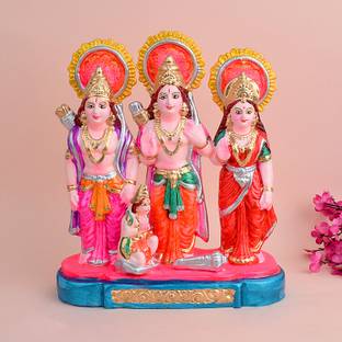 Satvik Religious Handcrafted Colorful Clay Ramdarbar Statue Murti, God idol Statue Decorative Showpiece  -  21.5 cm