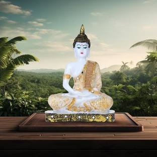 GW Creations Beautiful Lord Gautam Buddha in Meditating Position Statue for Home Decor Decorative Showpiece  -  25 cm