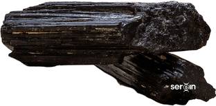 SereinWellness Black Tourmaline Raw Stone Healing Crystal Rough Stone for Protection 500 gm Decorative Showpiece  -  4 cm
