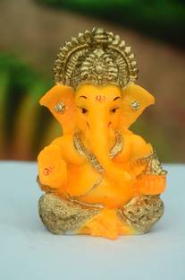 Vindhya Shakti marble dust idol of ganesha Decorative Showpiece  -  3 cm