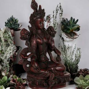GLOBAL AROMA Resin Tibetan Buddhist Red Tara Maa Statue Goddess,Decorative Showpiece Decorative Showpiece  -  20 cm