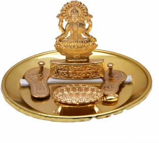 RRSKT Combo of Laxmi Charan Paduka Wish Tortoise Jay Mata Laxmi Frame on Plate Decorative Showpiece  -  3 cm