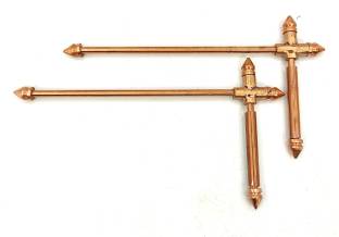 Plus Value Mini Premium Copper Dowsing L Rods Pair For Vastu, Feng Shui - Free Dowsing Pendulum & 12 Dowsing Charts Decorative Showpiece  -  10 cm