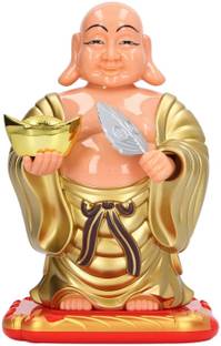 Elegant Lifestyle Solar Laughing Buddha Feng-Shui, Positive Energy, Money Luck, Decor & Prosperity Decorative Showpiece  -  14 cm