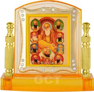 GCT Sikh Ten Guru's (J001-8-A) Sikh Religious Idol Acrylic Frame for Car Dashboard Decorative Showpiece  -  8.3 cm
