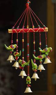 KAAC HANDICRAFTS Rajasthani Birds Parrot Design Wood Door Wall Hanging for Home and Office Decor Decorative Showpiece  -  48 cm