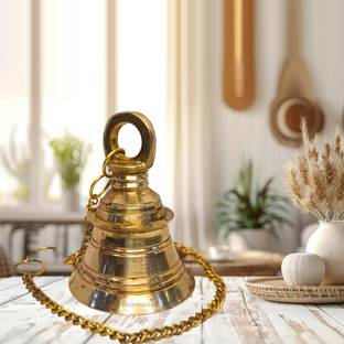 BrassAura Wall Hanging Bells for Home Mandir Temple Living Room Decoration Pooja 340 Gram Decorative Showpiece  -  10 cm