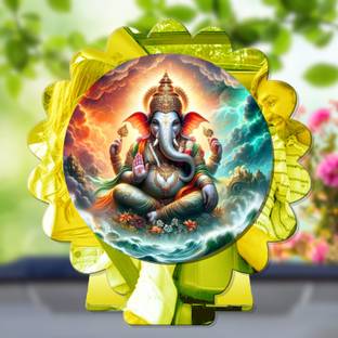 Pawandeep Ganesha Golden Car Dashboard Idol Premium Decorative Showpiece  -  8 cm