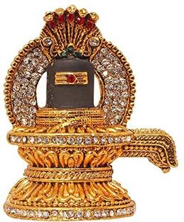 RK Basics Shiva Lingam Murti Antique Gold Black Metal Statue for Car Dashboard Decorative Showpiece  -  6 cm