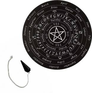 vastu vardan Vastu Black Dowsing Board (6 Inch) With Black Tourmaline Dowsing Pendulum Decorative Showpiece  -  3 cm