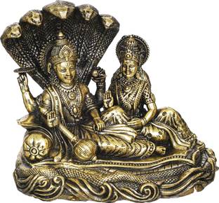 shyam antique creation 5" Laxmi Vishnu Resting Idol Statue Lakshmi Vishnu Ji Sitting On Sheshnag Murti डेकोरेटिव शोपीस  -  12.7 cm