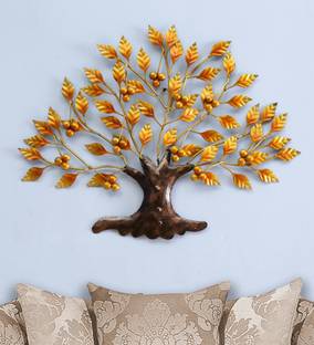 Medieval Arts Craft Tree Metal Handpainted Golden Decorative Tree Wall Hanging Showpiece Decorative Showpiece  -  50.8 cm