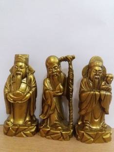 Pure Life FENG SHUI VASTU CHINESE GOD FUK LUK SAU FOR FAMILY PROTECTION HEALTH WEALTH AND GOOD LUCK SHOWPIECE IDOL Decorative Showpiece  -  10 cm