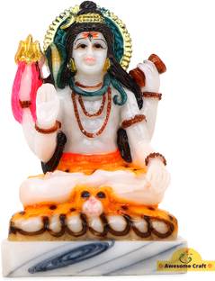 Awesome Craft Marble Shiv Murti Shiva Statue Shankar/Mahadev/Bholenath Idol Decorative Showpiece  -  13.5 cm