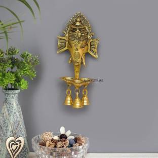 SP Handicrafts Ganesha with Diya Hanging, Ganesha with Bell Diya Wall Hanging Décor Decorative Showpiece  -  0.2 cm