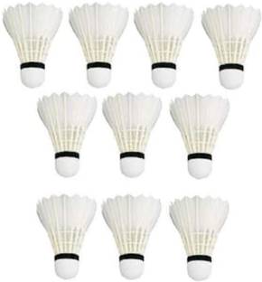 Scorpion Badminton Shuttlecock Pack of 10 Feather Shuttle Cock Feather Shuttle  - White