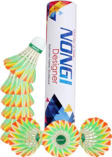 Nongi Designer D1 cork for Indoor, Outdoor Badminton Sports Feather Shuttle  - Multicolor