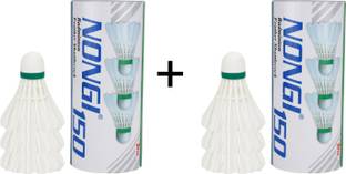 Nongi Badminton Feather Shuttlecock 2 BOX for indoor and outdoor sports Feather Shuttle  - White