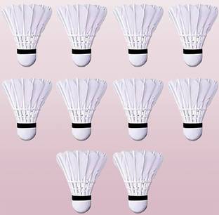Toysolmanish Shuttlecock Of 10 Pc Set for Indoor & Outdoor Games Feather Shuttle  - White