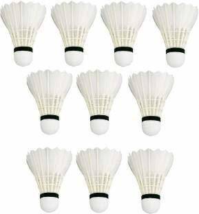 ANITAB Shuttlecock Pack of 10 Feather Shuttle Cock (White R-10) Feather Shuttle  - White