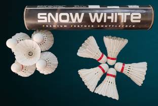 NIMBOLIYA SNOW WHITE Premium Feather Shuttlecock Feather Shuttle  - White