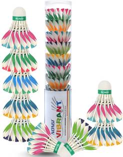 Nongi Designer Feather Shuttlecock Parabolic Trajectory for Recreational Play Feather Shuttle  - Multicolor, Blue