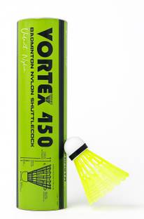 Vortex | Nylon Shuttlecock | Pack of 6 | Durable | Medium Speed | Outdoor/Indoor Use Nylon Shuttle  - Yellow