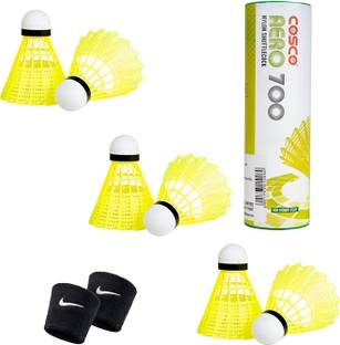 COSCO AERO 700 Shuttlecock With Wrist Band Nylon Shuttle  - Yellow