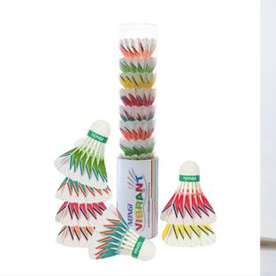 Nongi 2 Color Designer Feather Shuttlecock Parabolic Trajectory for Recreational Play Feather Shuttle  - Multicolor