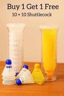 Vortex Shuttlecock Combo Pack 10 + 10 Nylon Shuttle  - White, Yellow