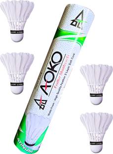 AOKO Super Feather Shuttlecocks for Badminton, Pack of 10 Feather Shuttle  - White