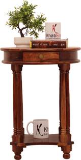 rf royal finish Luxe 1 Drawer Round Table,RoundLegs,Smooth Edges,Full Round,Natural Colour Solid Wood Corner Table
