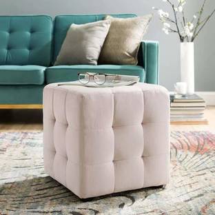 Smarts collection Stool with Fabric Cover and Cube Seat with High-Quality Padding Engineered Wood Side Table