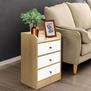 KAWACHI Corner Sofa Side End Table Nightstand 3 Drawers for Home, Bedroom, Living Room Engineered Wood Bedside Table