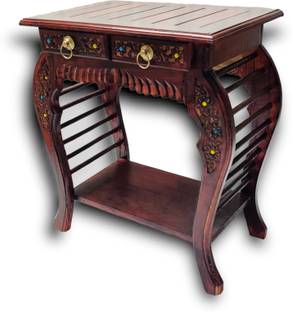 manzees Rosewood Multipurpose Bedside | Side Table with 2 Drawers | living Room Table Solid Wood Bedside Table