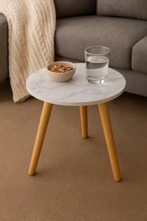 etiquette art Round Side Table, Small End Table for Living Room, Modern Engineered Wood Side Table