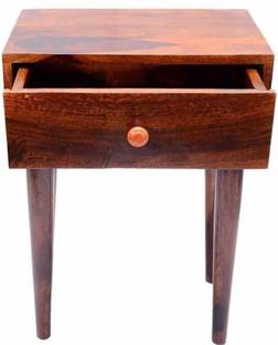 FURNISQUARE Solid Wood Side Table for Living Room | Wooden Bedside Table with Storage | Solid Wood Bedside Table