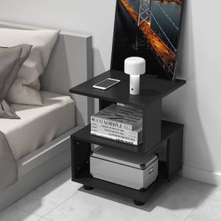 QuickyGoQuickly Rubber pad table blk Engineered Wood Side Table