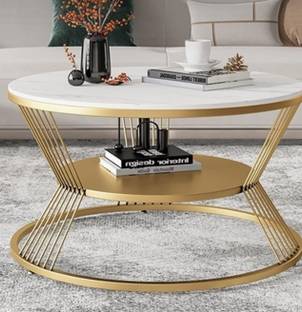 Unique Arts Shoppee Coffee Table, Modern Style Living Room Center Table,with A Marble Pattern MDF Metal End Table