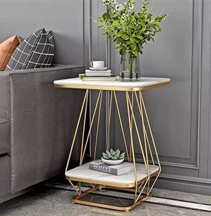 SHARIQ WOODEN ACCENTS Modern Double Top Rectangle Coffee Table End, Centre Table Metal Frame Jaal Metal Side Table