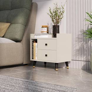 Hexa Red Bed Side Table for Bedroom with 2-Drawer, Small Side Table Engineered Wood Bedside Table