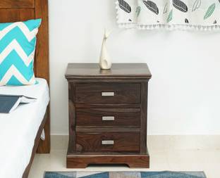 Woodefly Side Tables for Bedroom Bed Table - Bedside Table with 3 Drawers Solid Wood Side Table