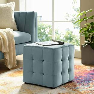 स्मार्ट कलेक्शन Stool with Fabric Cover and Cube Seat with High-Quality Padding इंजीनियर वुड साइड टेबल