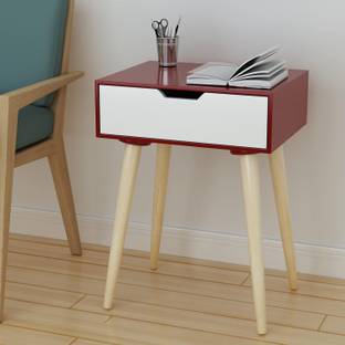 Device Bas with BROWN ART SHOPPEE Nightstands End Side Table with Drawer and Wood Legs, Bedside Table for Bedrooms Engineered Wood Bedside Table