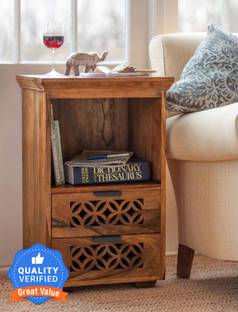 LOONART Solid Sheesham Wood Bed Side Table For Bed Room / Living Room Solid Wood Bedside Table